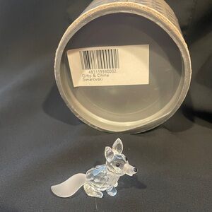 Swarovski Clear Crystal Small Fox Figurine with Frosted Tail